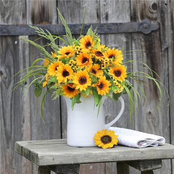 Artificial Sunflower Bouquets,2 Bunches Fake Flowers for Outdoors Baby Shower - Picture 6 of 7